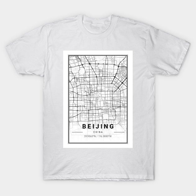 Beijing Light City Map T-Shirt by tienstencil